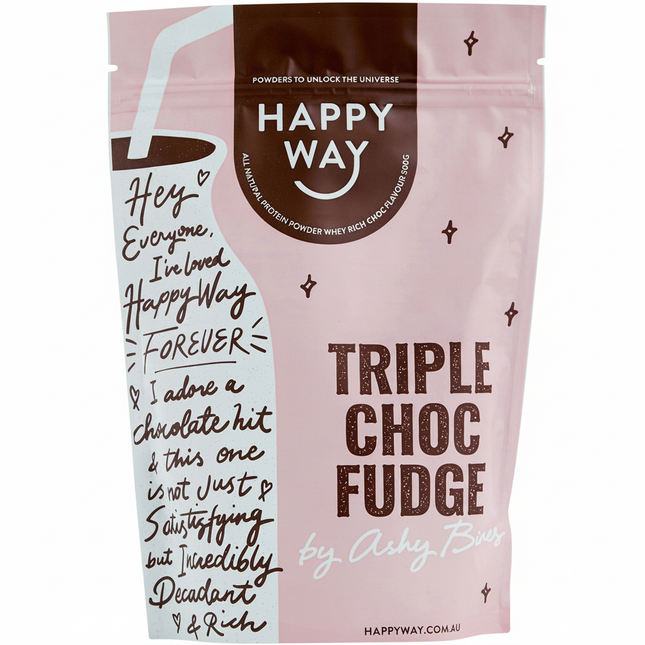 Happy Way Ashy Bines Whey Protein Powder Triple Choc Fudge 500g