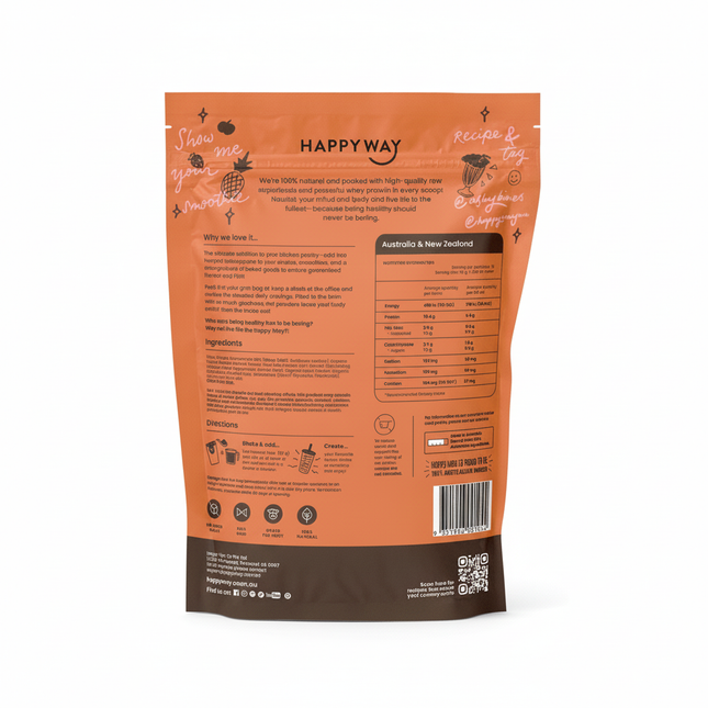 Happy Way Ashy Bines Whey Protein Powder Choc Caramel 500g
