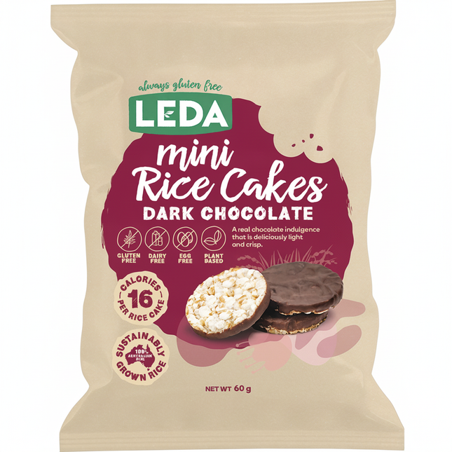 Leda Mini Rice Cakes Dark Chocolate 6x60g