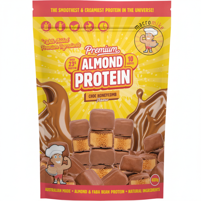 MACRO MIKE Premium Almond Protein Choc Honeycomb 400g
