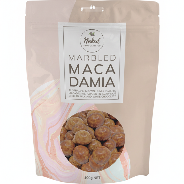 Naked Chocolate Co Marbled Macadamia Milk and White Chocolate 100g