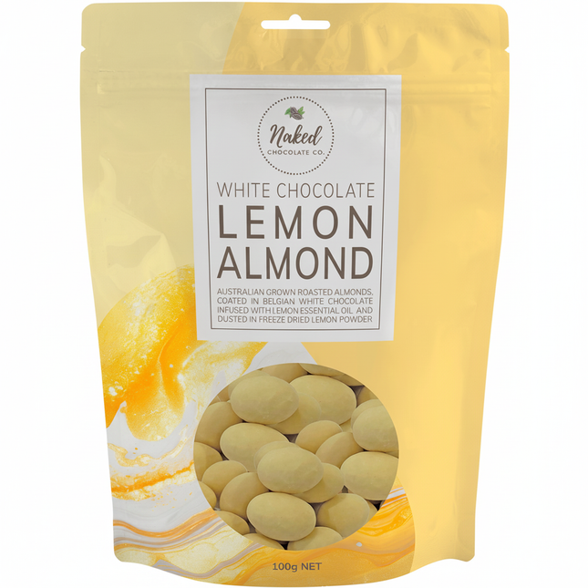 Naked Chocolate Co Lemon Almond White Chocolate 100g