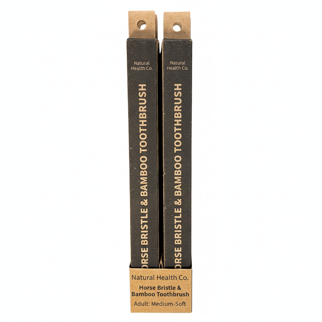 Natural Health Co Horse Bristle & Bamboo Toothbrush Adult Med-Soft 12x1pk