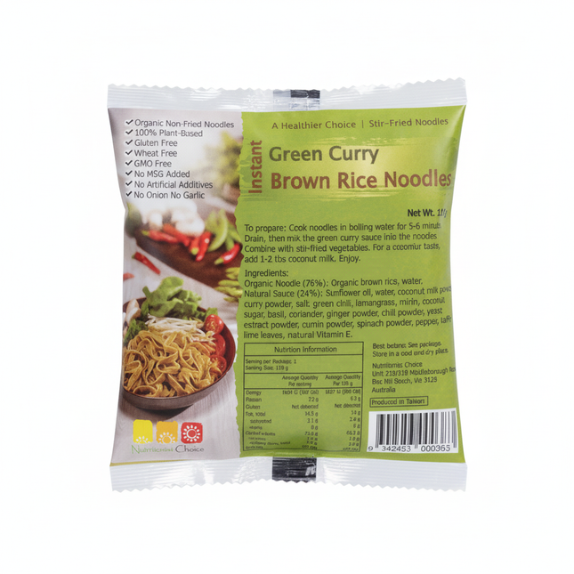 Nutritionist Choice Instant Green Curry Brown Rice Noodle Kit 118g