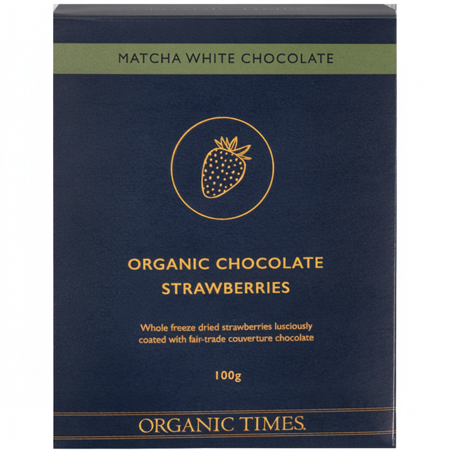Organic Times Matcha White Chocolate Strawberries 100g