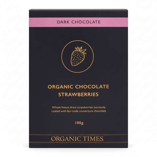 Organic Times Dark Chocolate Strawberries 100g