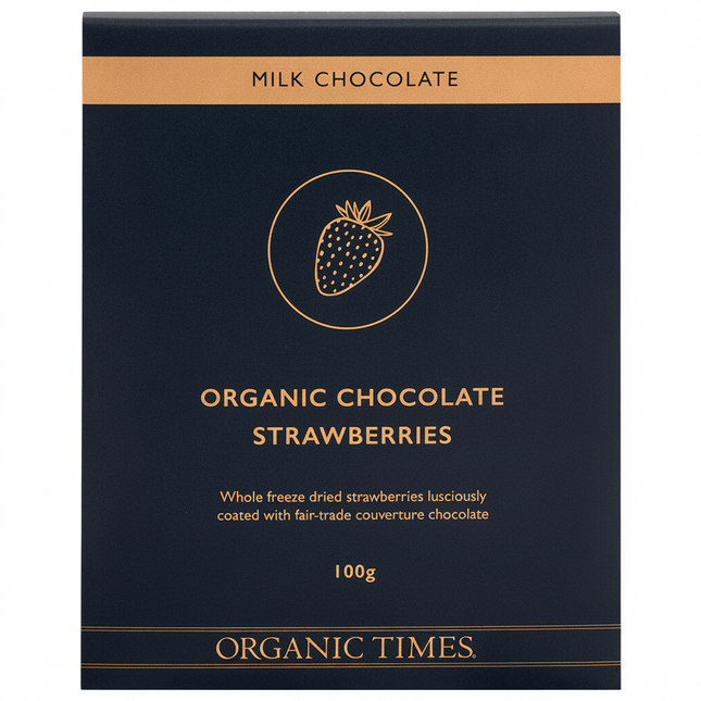 Organic Times Milk Chocolate Strawberries 100g