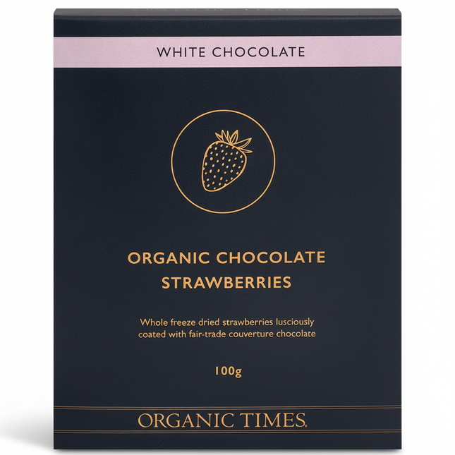 Organic Times White Chocolate Strawberries 100g