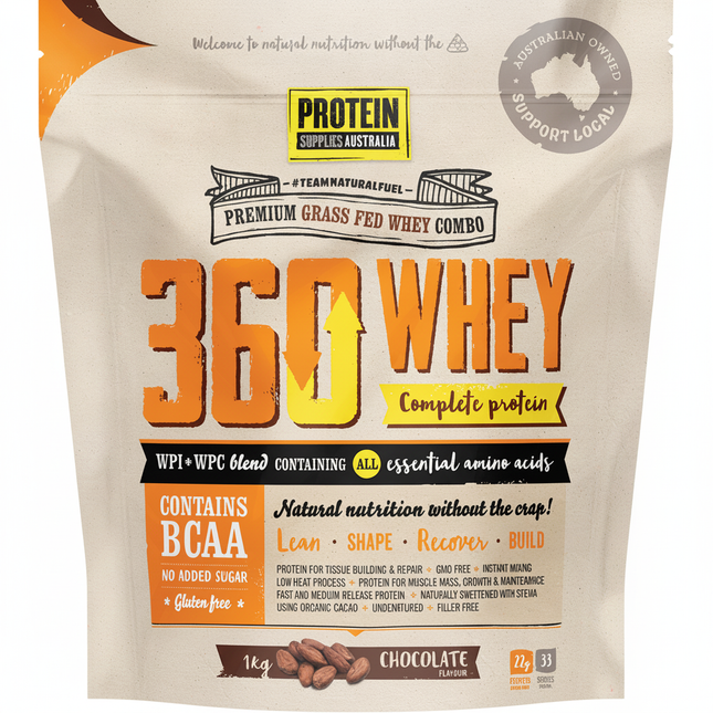 Protein Supplies Australia 360Whey Chocolate WPI+WPC Combo 1kg