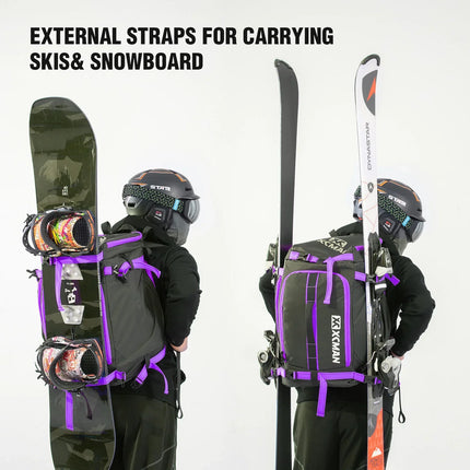 XCMAN 50L Capacity Waterproof Ski Backpack Bag with Individual Compartments for Helmet,Boots,Clothes,Hanging Snowboard