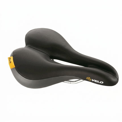 Saddle, Velo Plush Pump OM, Cut-out touring saddle, 411g, 273mm x 179mm, inclined riding