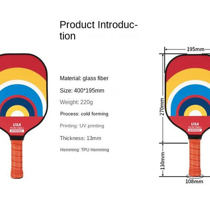 Style 4 Colorful  Geometric Patterns Fiberglass Pickleball Paddle Set - 2 Paddles, 4 Balls, and Portable Carry Bag for Outdoor Play
