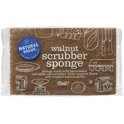 NATURAL VALUE Walnut Scrubber Sponge | Nuts & Seeds
