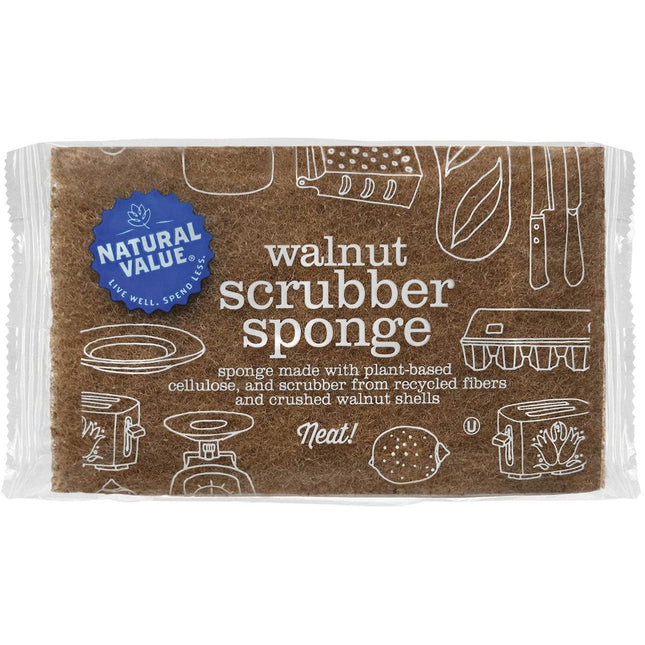 NATURAL VALUE Walnut Scrubber Sponge | Nuts & Seeds