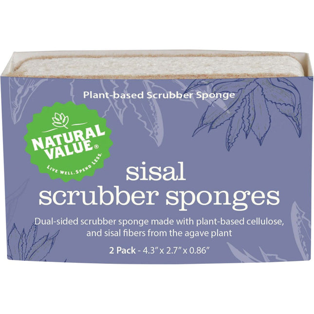 NATURAL VALUE Sisal Scrubber Sponge 2pk | Grains & Pasta