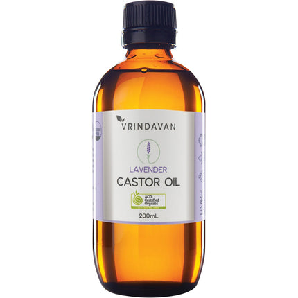 Vrindavan - Castor Oil and Lavender Amber Glass Bottle - 200ml