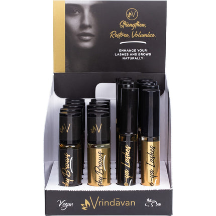 Vrindavan - Bushy Brows & Love-ya Lashes Display Inc 5xVR141-144 - 20x10ml