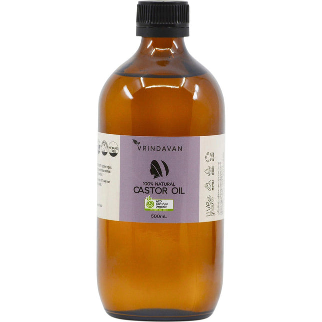 Vrindavan - Castor Oil 100% Natural - Amber Glass Bottle - 500ml