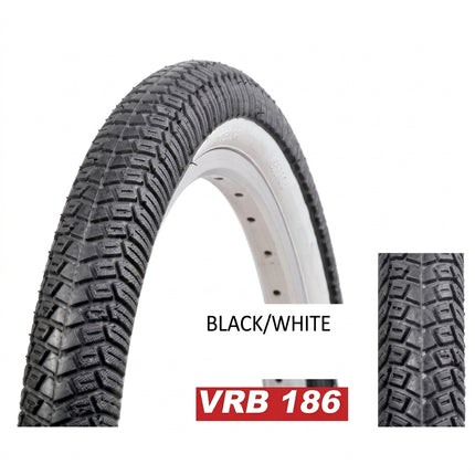 Vee Rubber TYRE 20 x 1.95 VRB186 BLACK w/White wall (50-406)