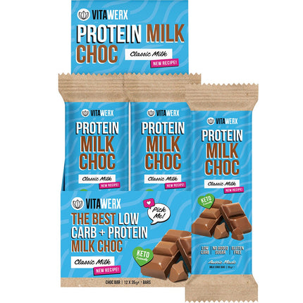VITAWERX Protein Milk Choc Bar 12x35g | Protein Snack