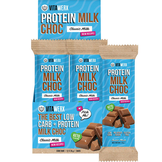 VITAWERX Protein Milk Choc Bar 12x35g | Protein Snack