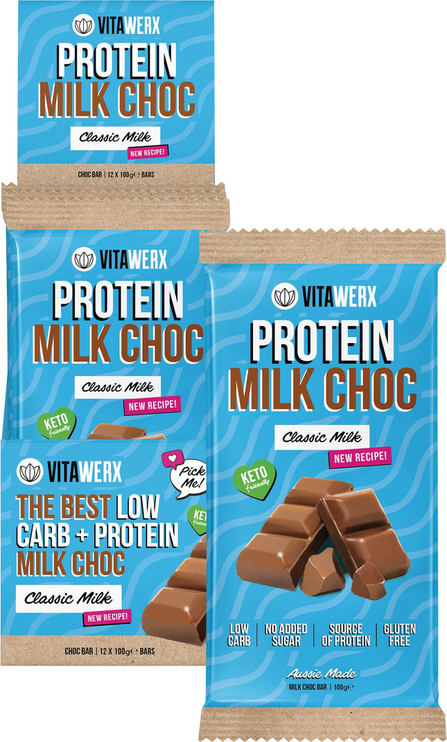VITAWERX Protein Milk Choc Bar 12x100g | Protein Snack