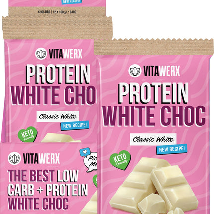 VITAWERX Protein White Choc Bar 12x100g | Protein Snack