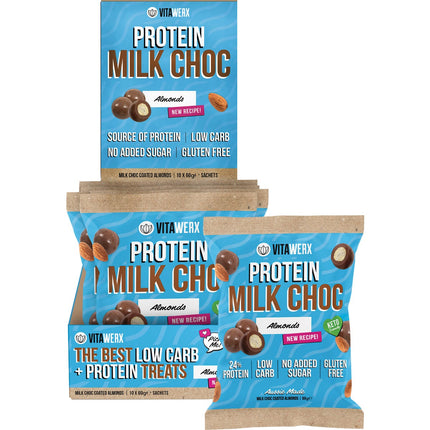 VITAWERX Milk Choc Coated Almonds 10x60g | Nuts & Seeds