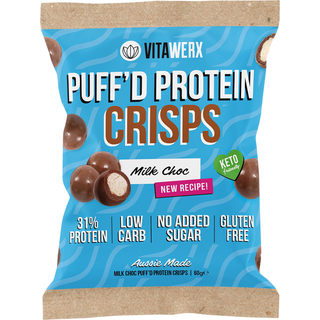Vitawerx Puff'd Protein Crisps Milk Choc 10 x 60g