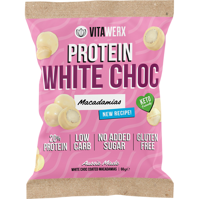 Vitawerx White Choc Coated Macadamias 10 x 60g