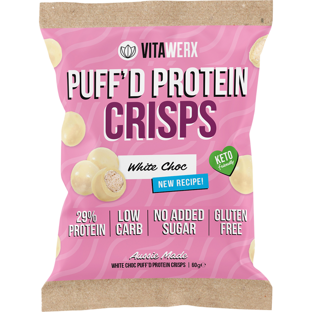 Vitawerx Puff'd Protein Crisps White Choc 10 x 60g