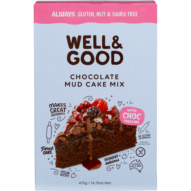 Well & Good Chocolate Mud Cake Mix with Choc Frosting 475g