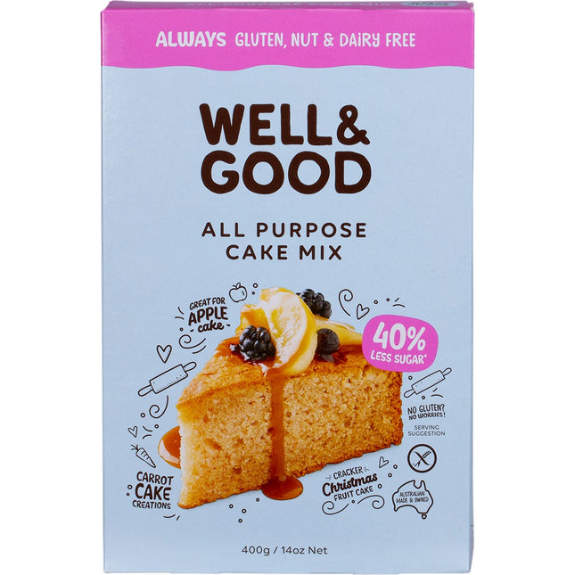 WELL & GOOD Cake Mix 40% Less Sugar 400g | Nuts & Seeds