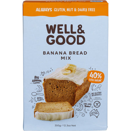 WELL & GOOD Banana Bread Mix 40% Less Sugar 350g | Adaptogen