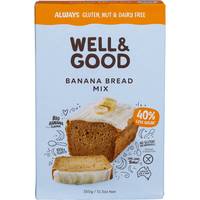 WELL & GOOD Banana Bread Mix 40% Less Sugar 350g | Adaptogen