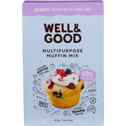 WELL & GOOD Multipurpose Muffin Mix 40% Less Sugar 400g | Tea