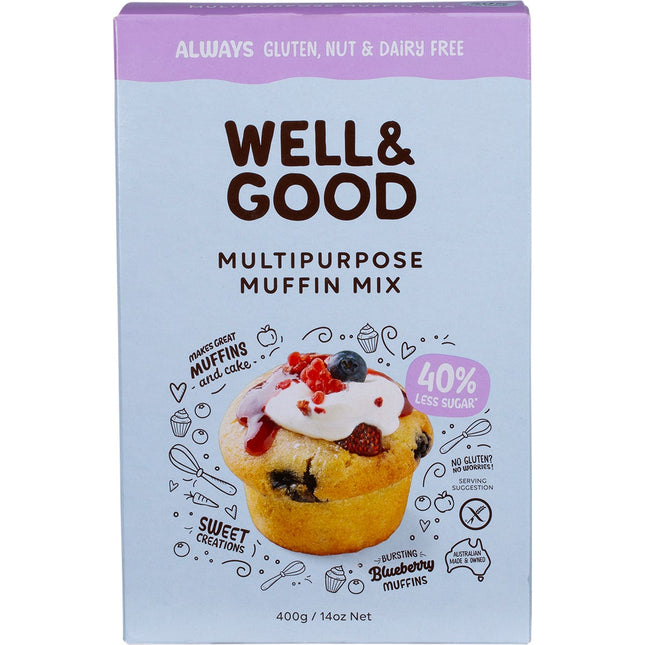 WELL & GOOD Multipurpose Muffin Mix 40% Less Sugar 400g | Tea