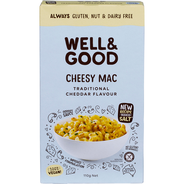 Well & Good Cheesy Mac Traditional Cheddar Flavour 110g