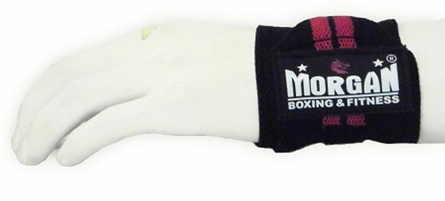 MORGAN ELASTICATED WRIST GUARD - (PAIR) [BLACK & RED]