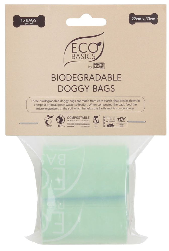 ECO BASICS BIODEGRADABLE DOGGY BAGS – 15BAGS, 2 ROLLS