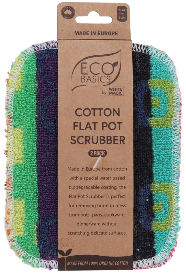 WHITE MAGIC – ECO BASICS FLAT POT SCRUBBER 2PK X 20