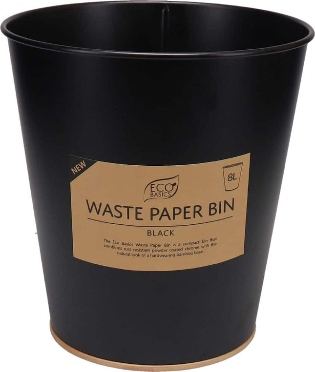 ECO BASICS WASTE PAPER BIN 8L – BLACK