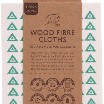 WHITE MAGIC ECO BASICS WOOD FIBRE CLOTHS 3PK