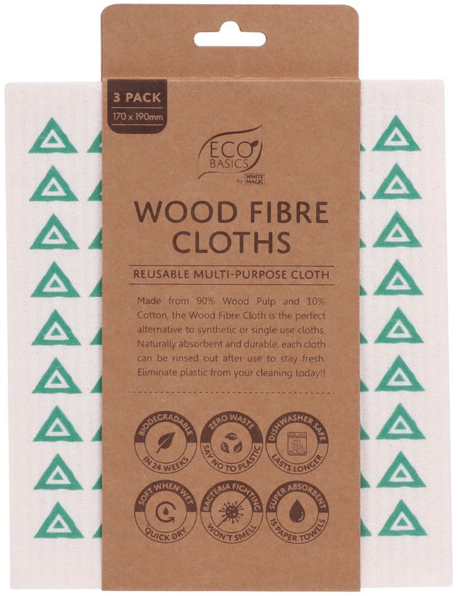 WHITE MAGIC ECO BASICS WOOD FIBRE CLOTHS 3PK