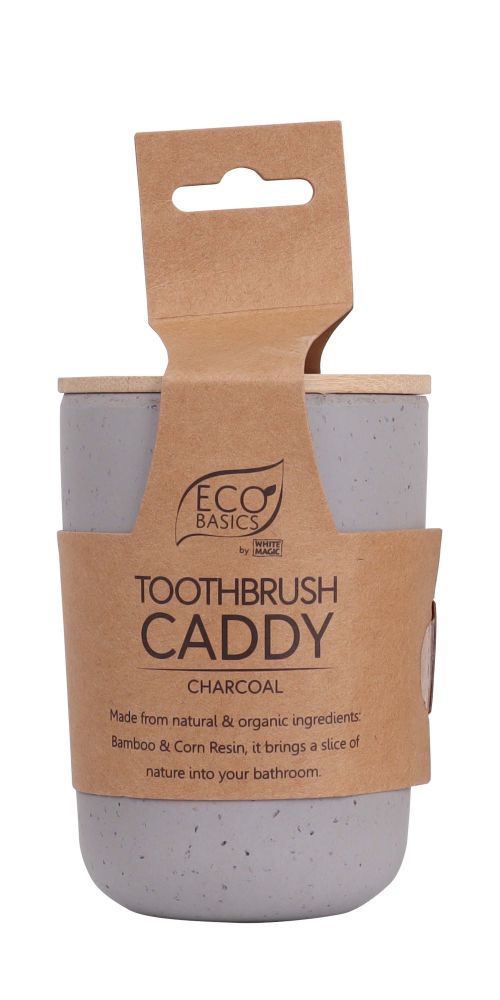 White magic eco basics toothbrush caddy charcoal 1pk