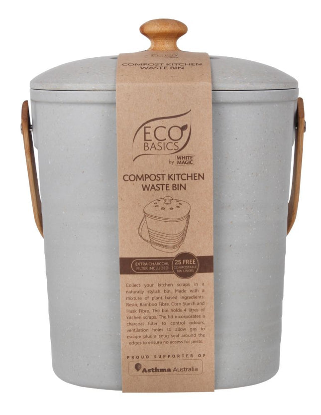 ECO BASICS COMPOST KITCHEN WASTE BIN – 4L GRANITE