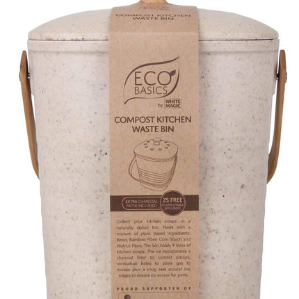ECO BASICS COMPOST KITCHEN WASTE BIN – 4L PEBBLE
