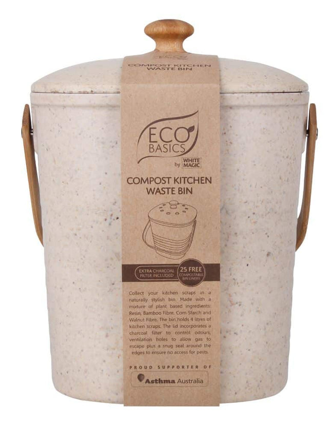 ECO BASICS COMPOST KITCHEN WASTE BIN – 4L PEBBLE