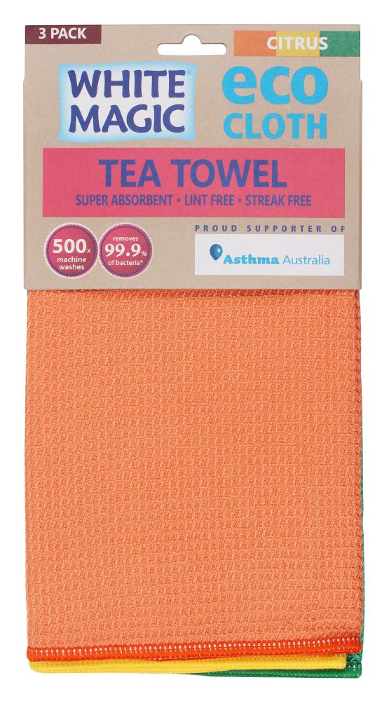 White magic â€“ ecocloth tea towel citrus 3pk