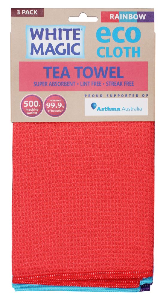 White magic â€“ ecocloth tea towel rainbow 3pk